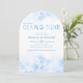 Die Cloud Nine Fluffy Cloud Baby Boy Showdusche Einladung (Stehend Vorderseite)