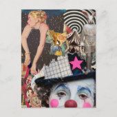 Die Clown-Mixed-Media-Collage Postkarte (Vorderseite)