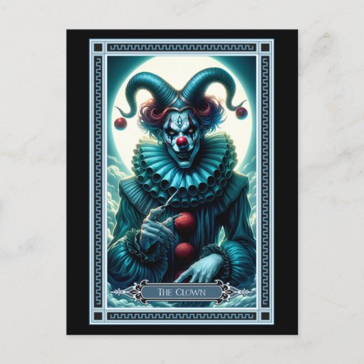 Die Clown-Tarot-Karte Postkarte (Vorderseite)