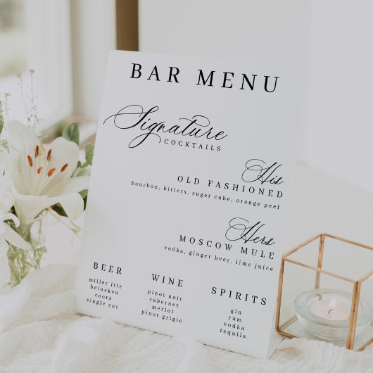 Die Cocktails vom Bar Menu Sockelschild