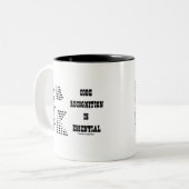 Die Codeerkennung ist unerlässlich (Morse-Code) Zweifarbige Tasse (Vorderseite Links)