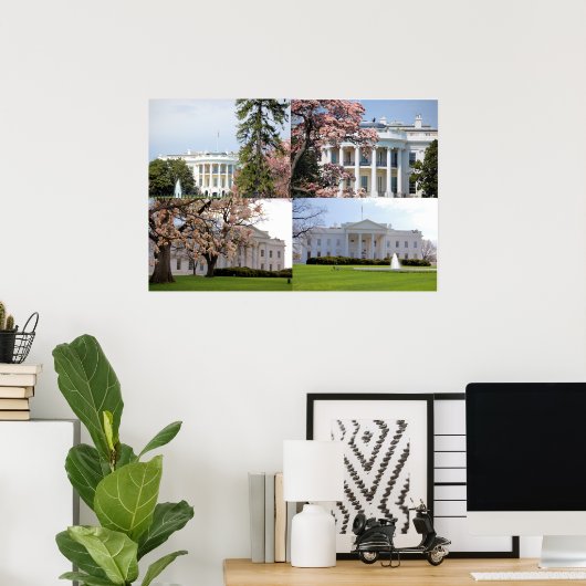 Die Collage des Weißen Hauses Poster (Heimbüro)