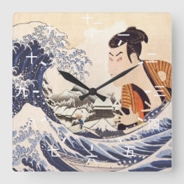 Die Collages der Great Wave Ukiyoe Quadratische Wanduhr