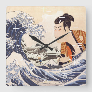 Die Collages der Great Wave Ukiyoe Quadratische Wanduhr