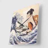 Die Collages der Great Wave Ukiyoe Quadratische Wanduhr (Winkel)