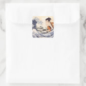 Die Collages der Great Wave Ukiyoe Quadratischer Aufkleber (Tasche)