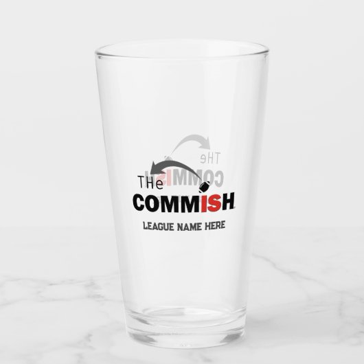 Die Commish Custom 16 oz Pint Bierglas Glas (Vorderseite)