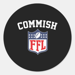 Die Commish Funny Fantasy Football League Ffl Comm Runder Aufkleber
