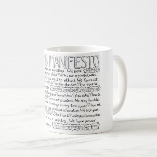 Die Comms Manifest-Tasse Kaffeetasse (VorderseiteRechts)