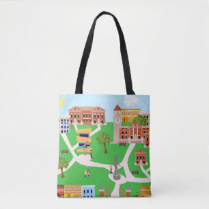 Die Coole Campus Uni Retro Illustration Tasche
