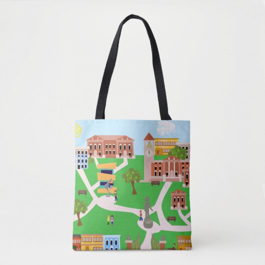 Die Coole Campus Uni Retro Illustration Tasche (Vorderseite)
