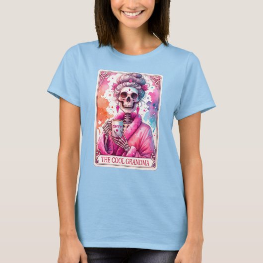 Die Coole Oma Tarot Card Funny Skelett T-Shirt (Vorderseite)