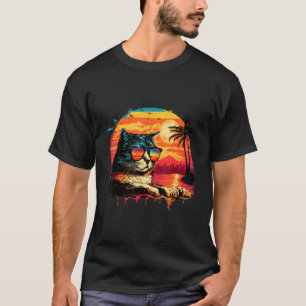 Die Coole Strandkatze in Sonnenbrille auf der Inse T-Shirt