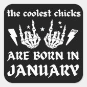 DIE COOLEN SCHICKEN SIND GEBOREN AM JANUAR QUADRATISCHER AUFKLEBER (Vorderseite)