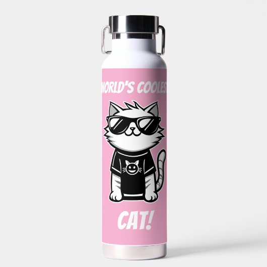 Die Coolstste Katze der Welt mit Sonnenbrille Pink Trinkflasche (Vorne)