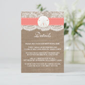Die Coral Sand Dollar Beach Wedding Collection Begleitkarte (Stehend Vorderseite)