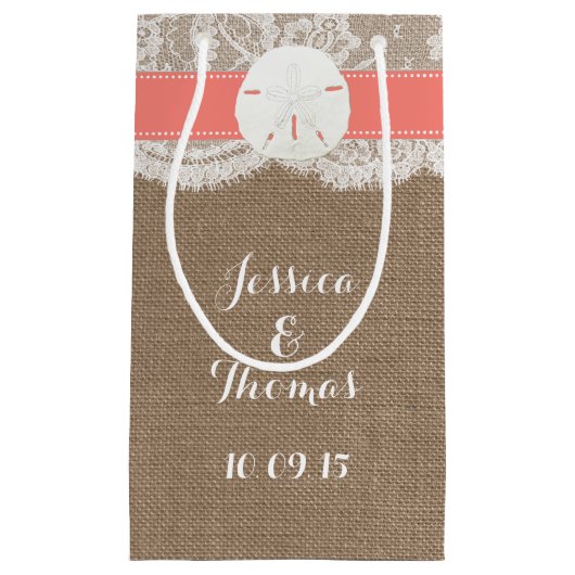 Die Coral Sand Dollar Beach Wedding Collection Kleine Geschenktüte (Vorderseite)