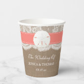 Die Coral Sand Dollar Beach Wedding Collection Pappbecher (Vorderseite)
