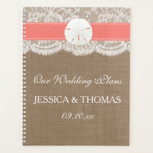 Die Coral Sand Dollar Beach Wedding Collection Planer (Vorderseite)