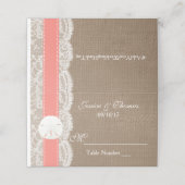 Die Coral Sand Dollar Beach Wedding Collection Platzkarte (Außenseite Aufgefaltet)