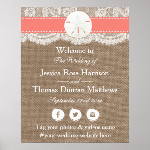 Die Coral Sand Dollar Beach Wedding Collection Poster