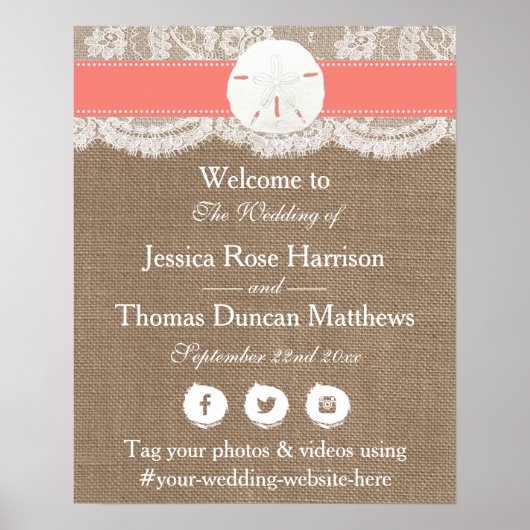 Die Coral Sand Dollar Beach Wedding Collection Poster (Vorne)