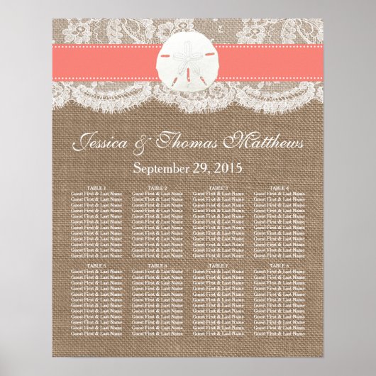 Die Coral Sand Dollar Beach Wedding Collection Poster (Vorne)