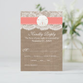 Die Coral Sand Dollar Beach Wedding Collection RSVP Karte (Stehend Vorderseite)