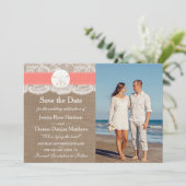 Die Coral Sand Dollar Beach Wedding Collection Save The Date (Stehend Vorderseite)