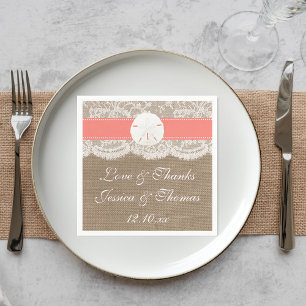 Die Coral Sand Dollar Beach Wedding Collection Serviette