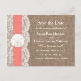 Die Coral Sand Dollar Collection Save the Date Ankündigungspostkarte