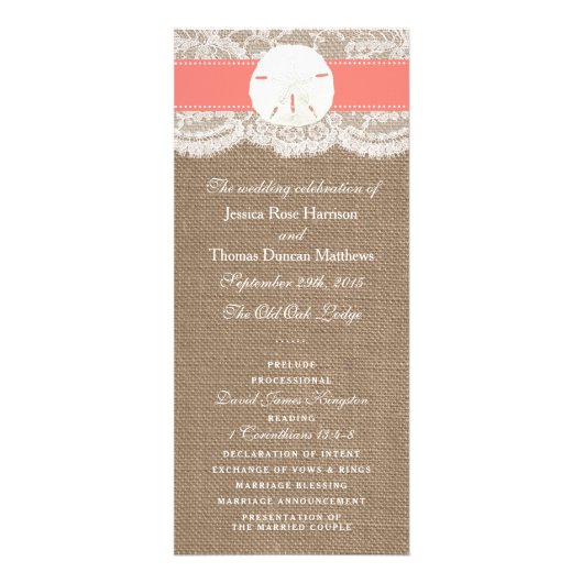 Die Coral Sand Dollar Wedding Programme (Vorne)