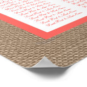 Die Coral Seahors Burlap Beach Wedding Collection Poster (Ecke)