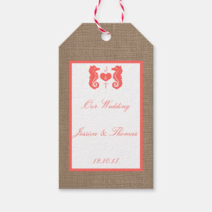 Die Coral Seepferd Burlap Beach Wedding Collection Geschenkanhänger