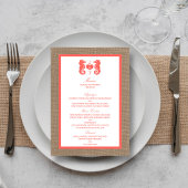 Die Coral Seepferd Burlap Beach Wedding Collection Menükarte