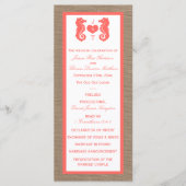 Die Coral Seepferd Burlap Beach Wedding Collection Programm (Vorderseite)