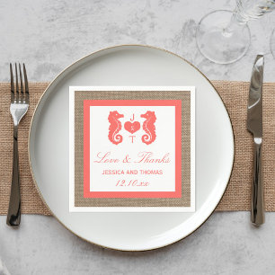 Die Coral Seepferd Burlap Beach Wedding Collection Serviette