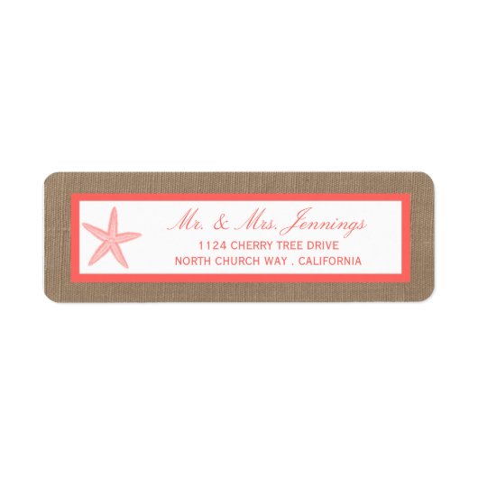 Die Coral Starfish Burlap Beach Wedding Collection (Vorne)
