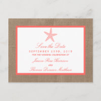 Die Coral Starfish Burlap Beach Wedding Collection