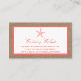 Die Coral Starfish Burlap Beach Wedding Collection Begleitkarte