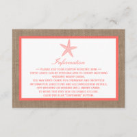 Die Coral Starfish Burlap Beach Wedding Collection