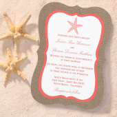 Die Coral Starfish Burlap Beach Wedding Collection Einladung