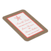Die Coral Starfish Burlap Beach Wedding Collection Magnet (Rechte Seite)