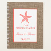 Die Coral Starfish Burlap Beach Wedding Collection Planer (Vorderseite)