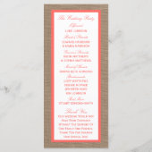 Die Coral Starfish Burlap Beach Wedding Collection Programm (Rückseite)
