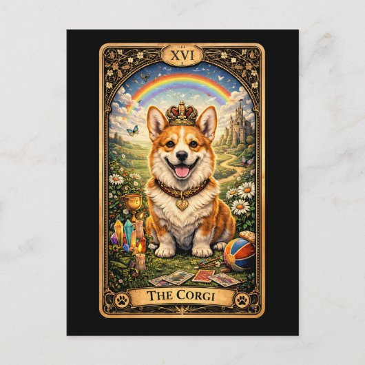 Die Corgi-Tarotkarte Postkarte (Vorderseite)