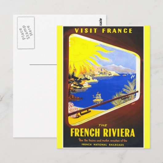 Die Côte d'Azur Postkarte (Vorne/Hinten)