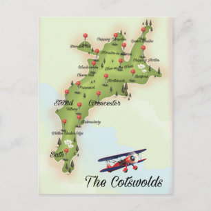Die Cotswolds Vintage Karte