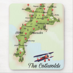 Die Cotswolds Vintage Karte Mousepad
