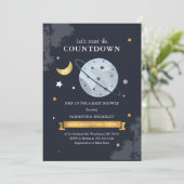 Die Countdown-Baby-Dusche des Weltraums Einladung (Stehend Vorderseite)